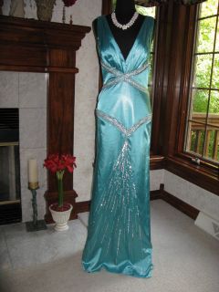 Aqua Blue Tiffany OOAK Pageant Gala Cruise Gown Dress 8
