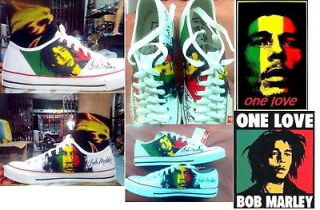 Bob marley RARE shoes painting handmade New,A/O,PR,NR,your size for in 