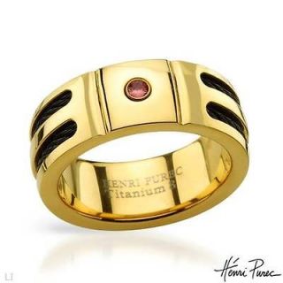 HENRI PUREC Ring Brand New Gentlemens Band Ring With Genuine Sapphires 