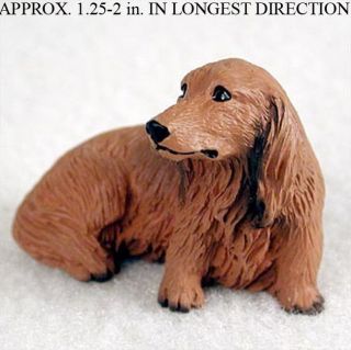 Dachshund Mini Resin Hand Painted Dog Figurine Longhair