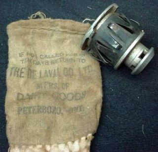 1917 DeLaval Co Cream Separator Part in Cloth Bag MFGs Of Dairy Goods 