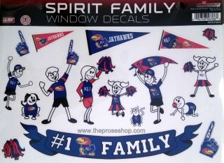 Kansas Jayhawks Family Spirit LARGE Window Decal Sheet Football 