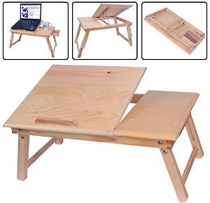 Folding 5 Tilting Wood Laptop Stand Table Read Car Bed Book Tray 