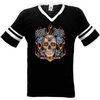 Wild Child Tribal Skull Mens V neck Ringer T shirt Old School Pistons 