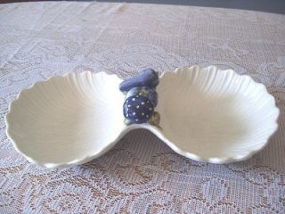 Vintage Ceramic Pottery Scalloped Edge Divided Candy Nut Bowls Dish 