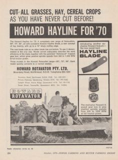 Vintage 1970 HOWARD ROTAVATOR HAYLINE ROTACUTTERS Advertisement