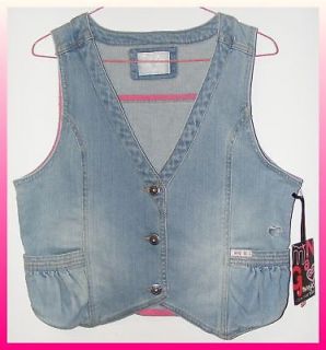 girls mango girl denim vest bling buttons size 16 new