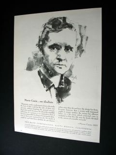 RAND Marie Curie on Idealists drawing 1960 print Ad