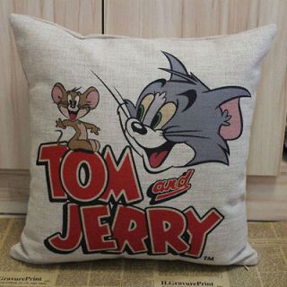 Cartoon Cat Cushion cover   Tom and Jerry Linen Cotton Boys Kids Gift 