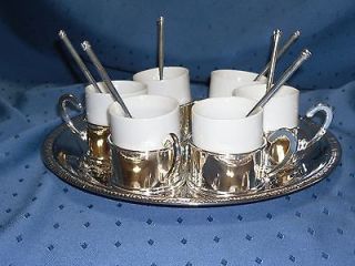 INTERNATIONAL SILVER CO 19PC SILVERPLATE EXPRESSO CUPS & SERVICE SET