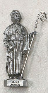 Needzo NMC 3 Genuine Pewter Catholic Patron Saint James Statue Small 