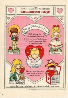 1980 Joan Walsh Anglund Vintage Valentine Day Paper Doll Childrens 