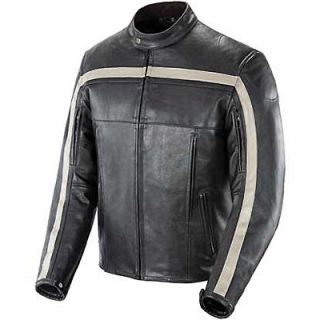 Joe Rocket Old School Leather Motorcycle Riding Jacket   Black