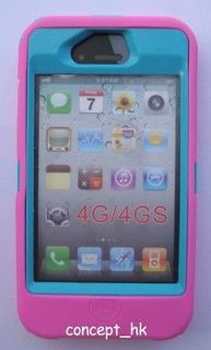 PINK AND TEAL OTTER BOX DEFENDER CASE FOR I PHONE 4 4 G 4 S 4S FREE 