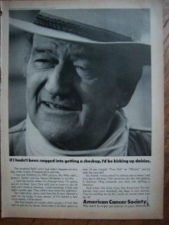 1971 American Cancer Society John Wayne in Cowboy Hat Ad