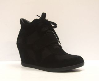 Womens Lace Up Velcro High Top Ankle Wedge Heels Sneaker Boots Shoes 