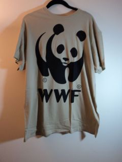 NEW WWF PANDA DANGERD SERIES T SHIRT BEIGE TAN KHAKI LARGE WILDLIFE 