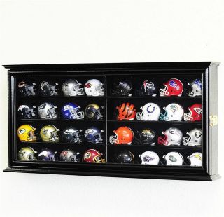 32 Pocket Pro NFL Mini Helmet Display Case Wall Cabinet 2 SIDES