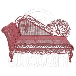 Pink Wire Chaise Longue Long Sleeper Sofa 1/12 Dolls House Dollhouse 