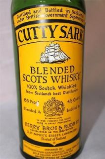 Vintage Cutty Sark Scotch Whisky Bottle EMPTY Scots Whiskey Cork Top 