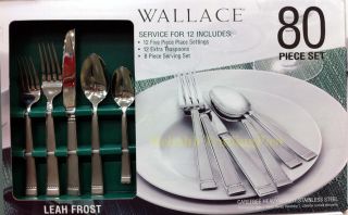   WALLACE 80 PIECE FLATWARE SET LEAH FROST HEAVY WEIGHT STAINLESS STEEL