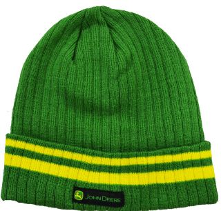 John Deere Youth Roll Up Beanie Knit Hat  Striped, Green and Yellow!
