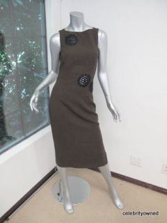 John Galliano Brown Sleeveless Dress W/ Black Floral Crochet Detail 4