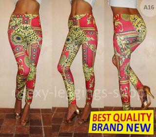 Sexy Leggings Tiger Leopard Gold Red Flower Womens Ladies Tights Pants 