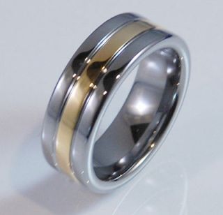 Tungsten Carbide Ring 8MM New Refined Wedding Band 18K Gold   TG007