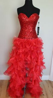 Beautiful Beaded Sherri Hill 2463 Red Prom Pageant or Dance Dress NWT 