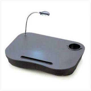   Lap Desktop With Battery Operated Gooseneck Light and Drink Holder