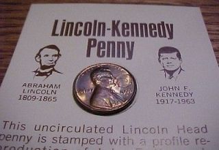 uncirculated comm.Lim Ed. 1973D JFK KENNEDY Lincoln CENT Fact Penny on 