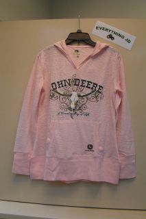 Ladies John Deere Country Way of Life Hooded Longsleeve Shirt (Pink 