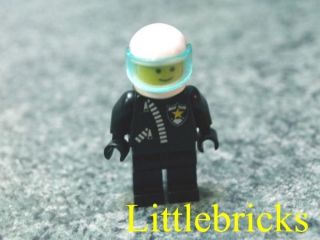 Lego Town Minifig Police Bike Rider Black Zipper Jacket Star Badge 