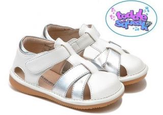 girls toddler white silver leather squeaky sandals more options size