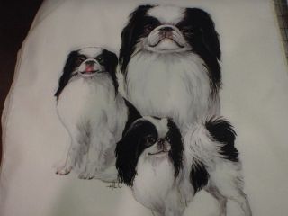 japanese chin dog quilt pillow fabric panels 14x14 time left