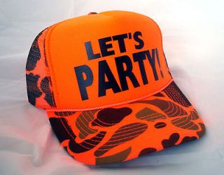 NEW LETS PARTY ORANGE FUNNY SILLY TRUCKER HAT CAP MESH HUNTER NEON 