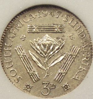 1947 south africa 3 pence gem proof rare coin time