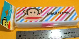 Paul Frank Pen Pencil Marker Eraser Storage Case Box Rainbow Stripe 