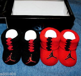 NIKE AIR JORDAN baby boy booties jumpman logos black & red zipper 