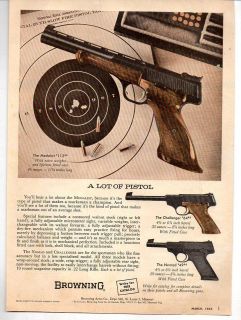   Vintage Ad Browning Medalist, Challenger, Nomad Pistols St Louis,MO