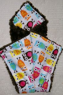 PINK OWLS w/ BROWN SWIRL BY WILLOW BLU COUTURE SECURITY BABY BLANKET 