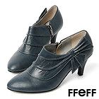 22502/ FFeFF / New Womens Shoes Navy 2.8 Mid Heels Shirring Ribbon 