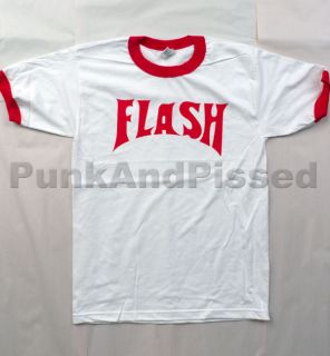 Flash Gordon   Flash Lightning Bolt Ringer Costume white t shirt 