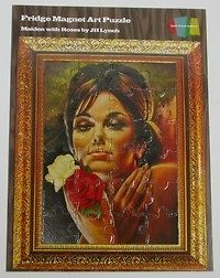Lynch Retro Fridge Magnet Art Puzzle   Maiden With Roses   Popular 