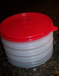   Jumbo 5 X L HAMBURGER Patties Freezer (4) Container SET NEW Rare Red