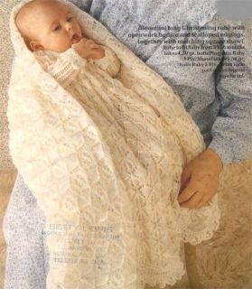 Stunning Baby Christening robe and Shawl  Knitting pattern in 3ply 