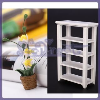 Dollhouse Miniature Furniture Shelf Bedroom Deco White Orchid Flower 