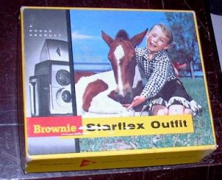 1950 1960 Kodak Brownie Starflex Outfit camera Flash box colour 