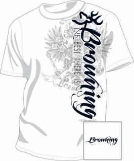 Browning Mens Graphic Short Sleeve T Shirt White Script Buckmark 